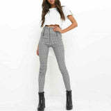 Women Plaid Zipper Pants