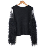 Patchwork Tassel Knitted Sweater