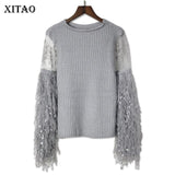 Patchwork Tassel Knitted Sweater