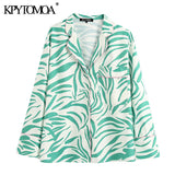 Fashion Printed Pockets Loose Blouses