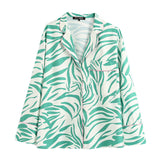 Fashion Printed Pockets Loose Blouses