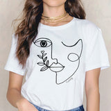 minimalist abstract face print T-shirt
