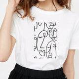 minimalist abstract face print T-shirt