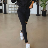 Tassel Ripped Holes Denim Pants