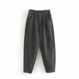 Women Streetwear Pleated Mom Jeans
