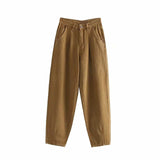 Women Streetwear Pleated Mom Jeans