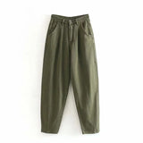 Women Streetwear Pleated Mom Jeans