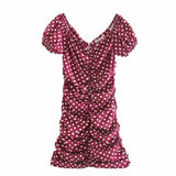 women slim dots print dress