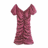 women slim dots print dress