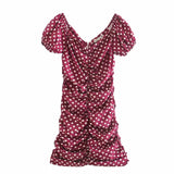 women slim dots print dress