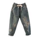 Women Vintage Fish Embroidered Jeans