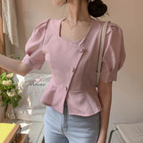 Fashion Square Collar Ladeis Blouses
