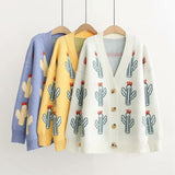 loose v-neck cardigan sweater